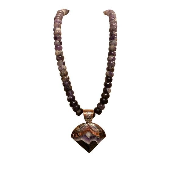 Jay King Necklace & Pendant Sterling Silver, Copper and Amethyst Statement Piece - Picture 3 of 14